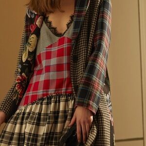 Semicouture Patchwork Dress with Lace Trim